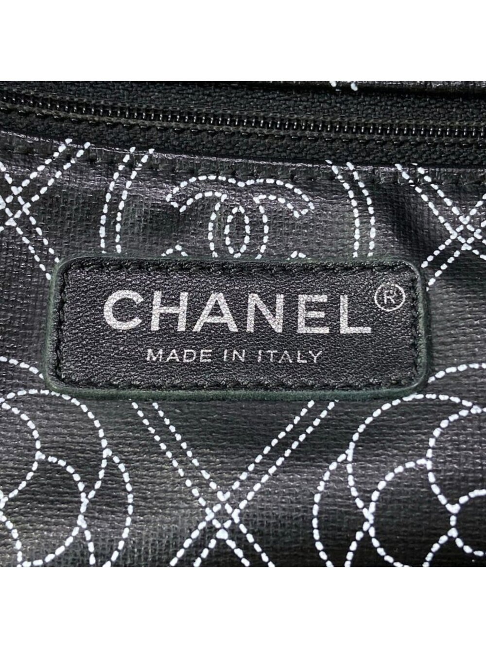 Chanel Tote Large Shopping Black Ivory 2-Way Chain Shoulder Silver Leather - Picture 9 of 15